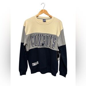Dallas Cowboys Colorblock Sweater - Cream, Gray, and Blue Size: Small unisex